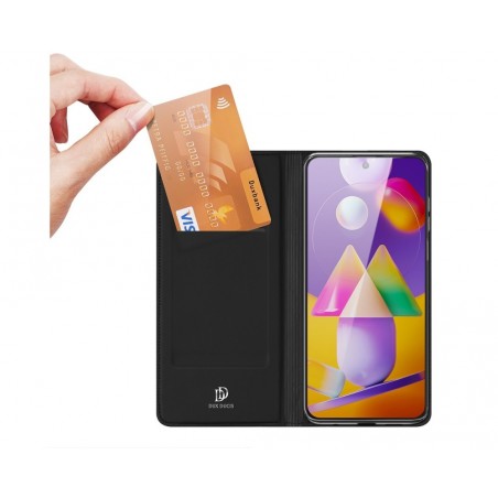 Funda Piel Soporte Magnética Dux Ducis para Samsung Galaxy M31s color Negra
