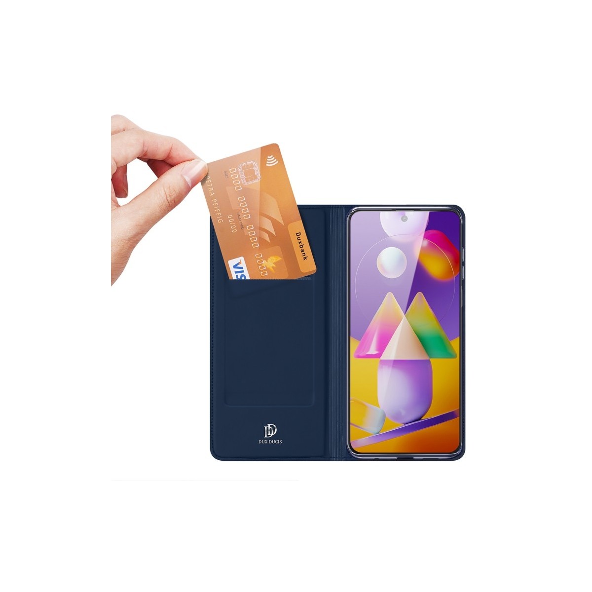 Funda Piel Soporte Magnética Dux Ducis para Samsung Galaxy M31s color Azul