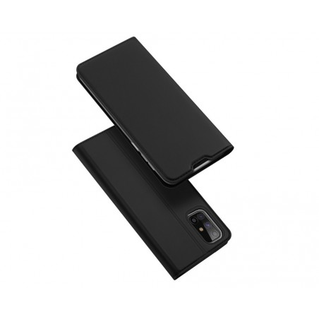 Funda Piel Soporte Magnética Dux Ducis para Samsung Galaxy M51 color Negra
