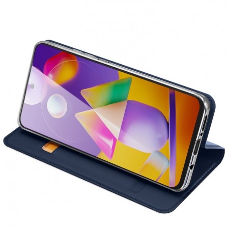 Funda Piel Soporte Magnética Dux Ducis para Samsung Galaxy M51 color Azul