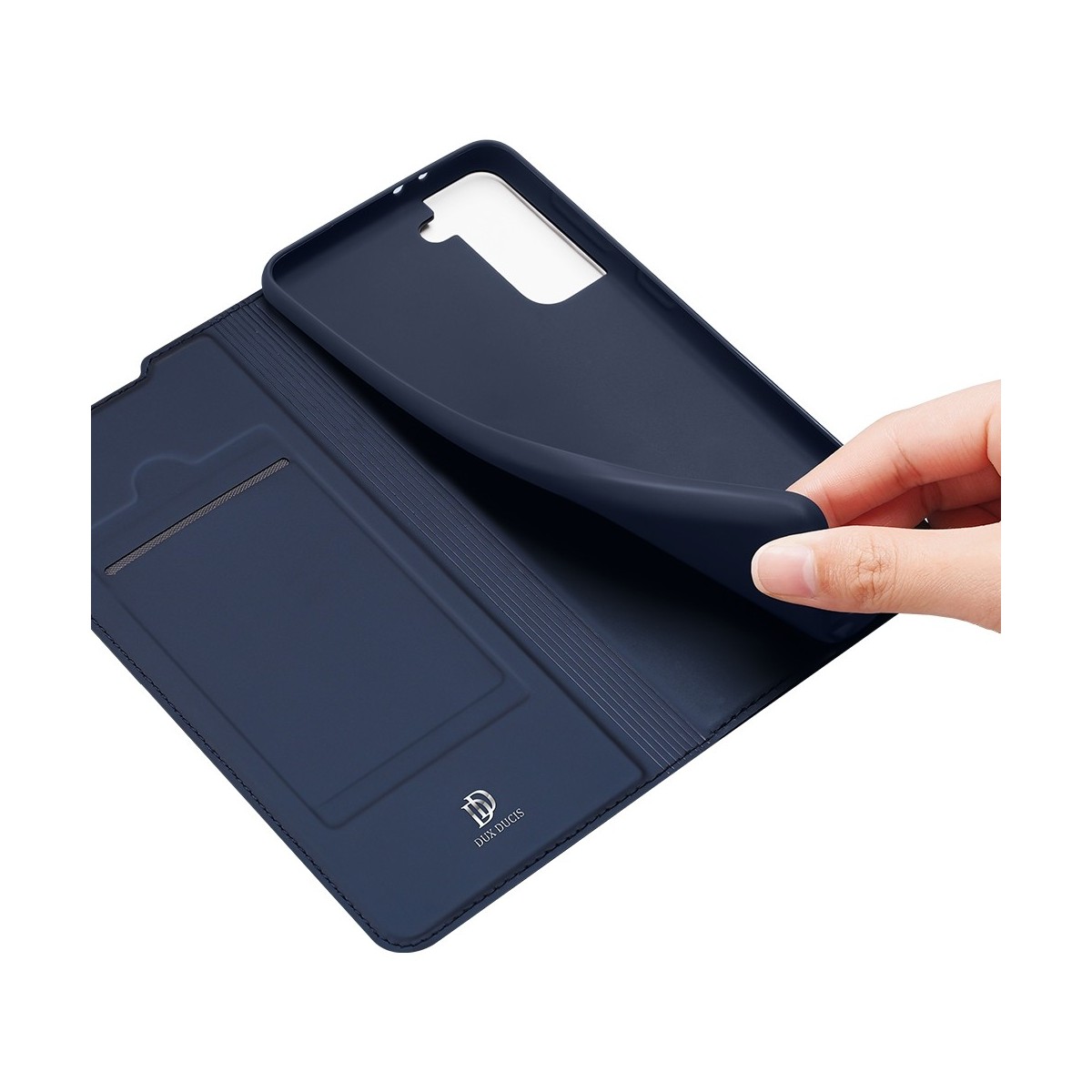 Funda Piel Soporte Magnética Dux Ducis para Samsung Galaxy S21 5G color Azul