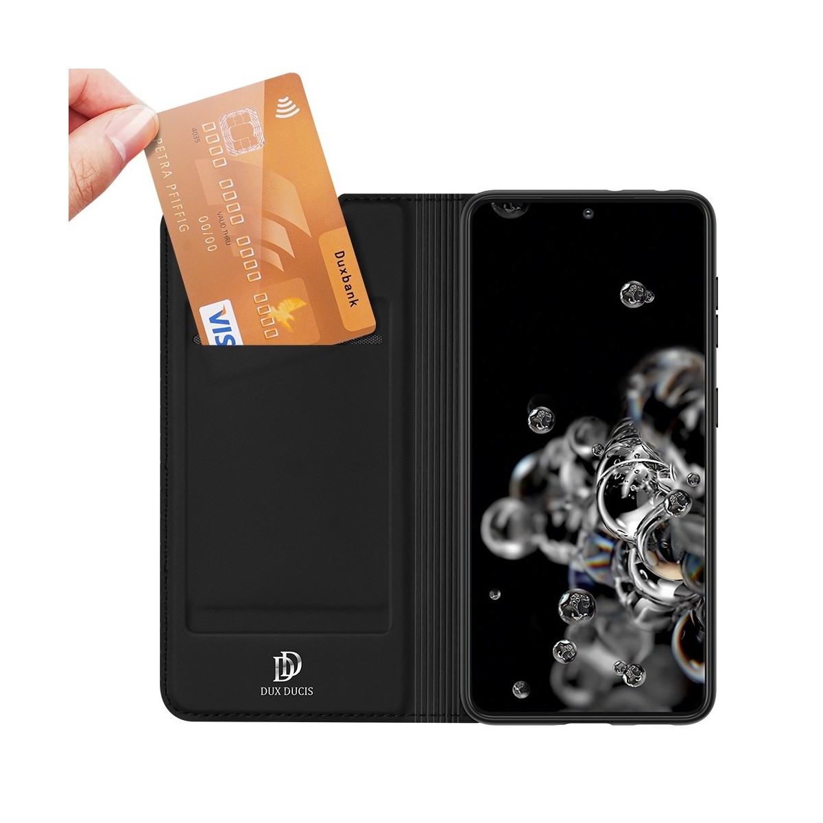 Funda Piel Soporte Magnética Dux Ducis para Samsung Galaxy S21 Ultra 5G color Negra