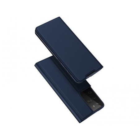 Funda Piel Soporte Magnética Dux Ducis para Samsung Galaxy S21 Ultra 5G color Azul