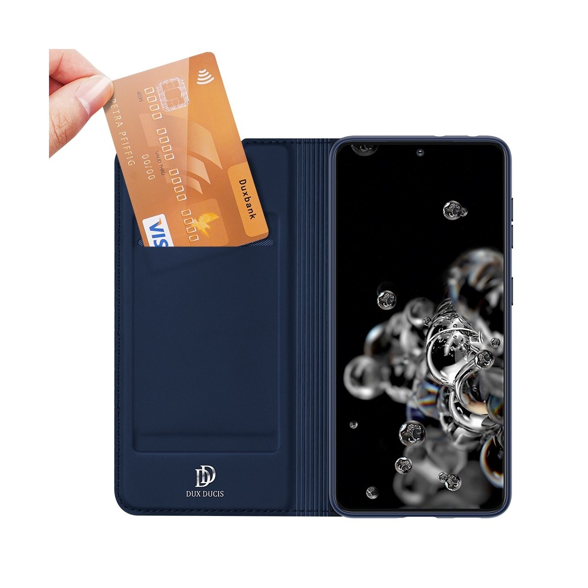 Funda Piel Soporte Magnética Dux Ducis para Samsung Galaxy S21 Ultra 5G color Azul