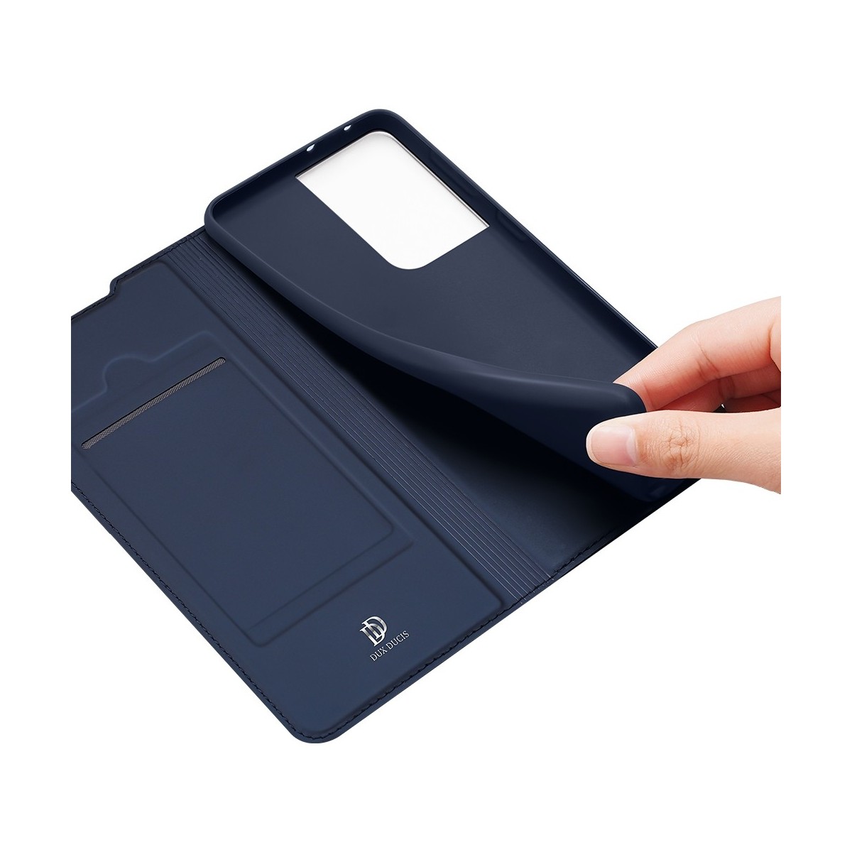 Funda Piel Soporte Magnética Dux Ducis para Samsung Galaxy S21 Ultra 5G color Azul