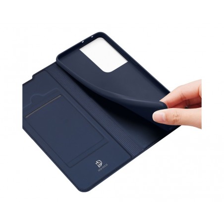 Funda Piel Soporte Magnética Dux Ducis para Samsung Galaxy S21 Ultra 5G color Azul