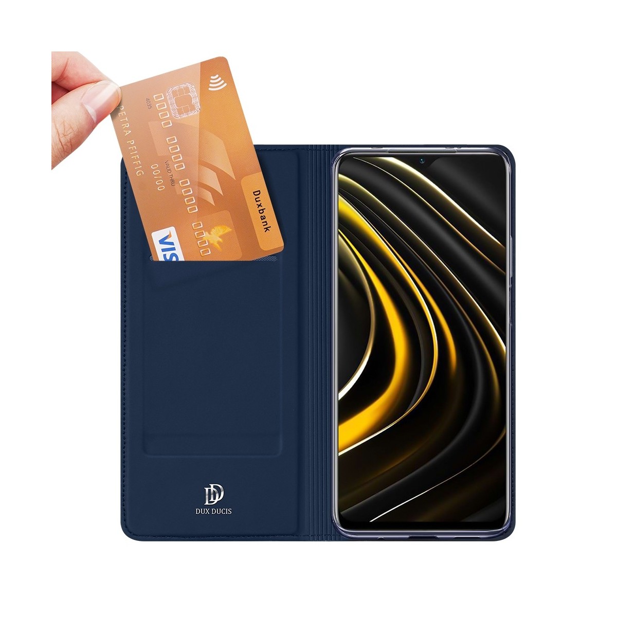 Funda Piel Soporte Magnética Dux Ducis para Xiaomi POCO M3 / Redmi 9T color Azul