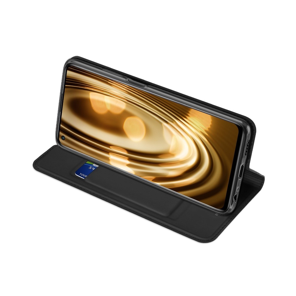 Funda Piel Soporte Magnética Dux Ducis para Xiaomi Redmi Note 9T 5G color Negra