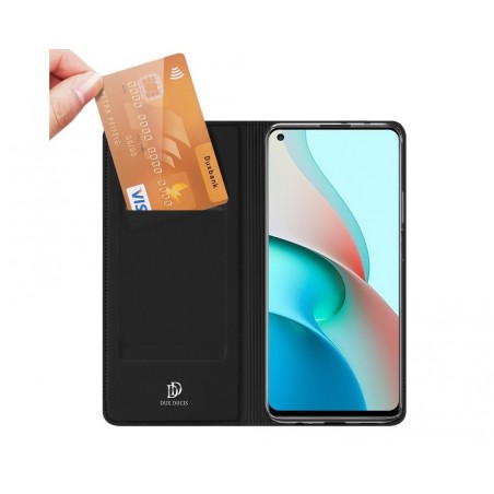 Funda Piel Soporte Magnética Dux Ducis para Xiaomi Redmi Note 9T 5G color Negra