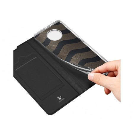 Funda Piel Soporte Magnética Dux Ducis para Xiaomi Redmi Note 9T 5G color Negra