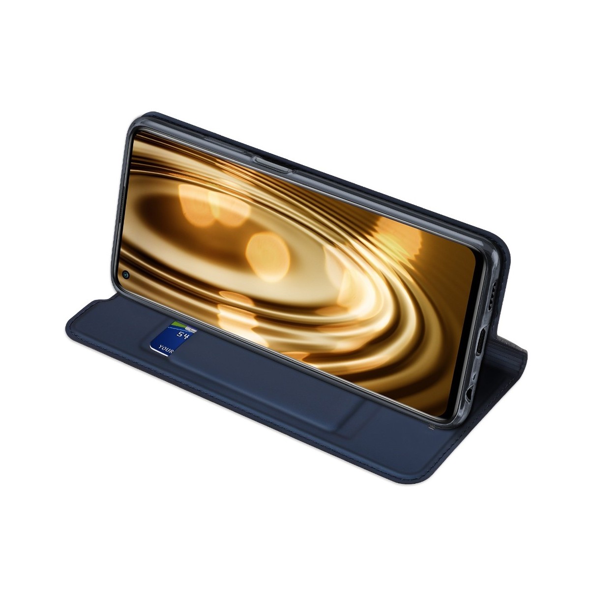 Funda Piel Soporte Magnética Dux Ducis para Xiaomi Redmi Note 9T 5G color Azul