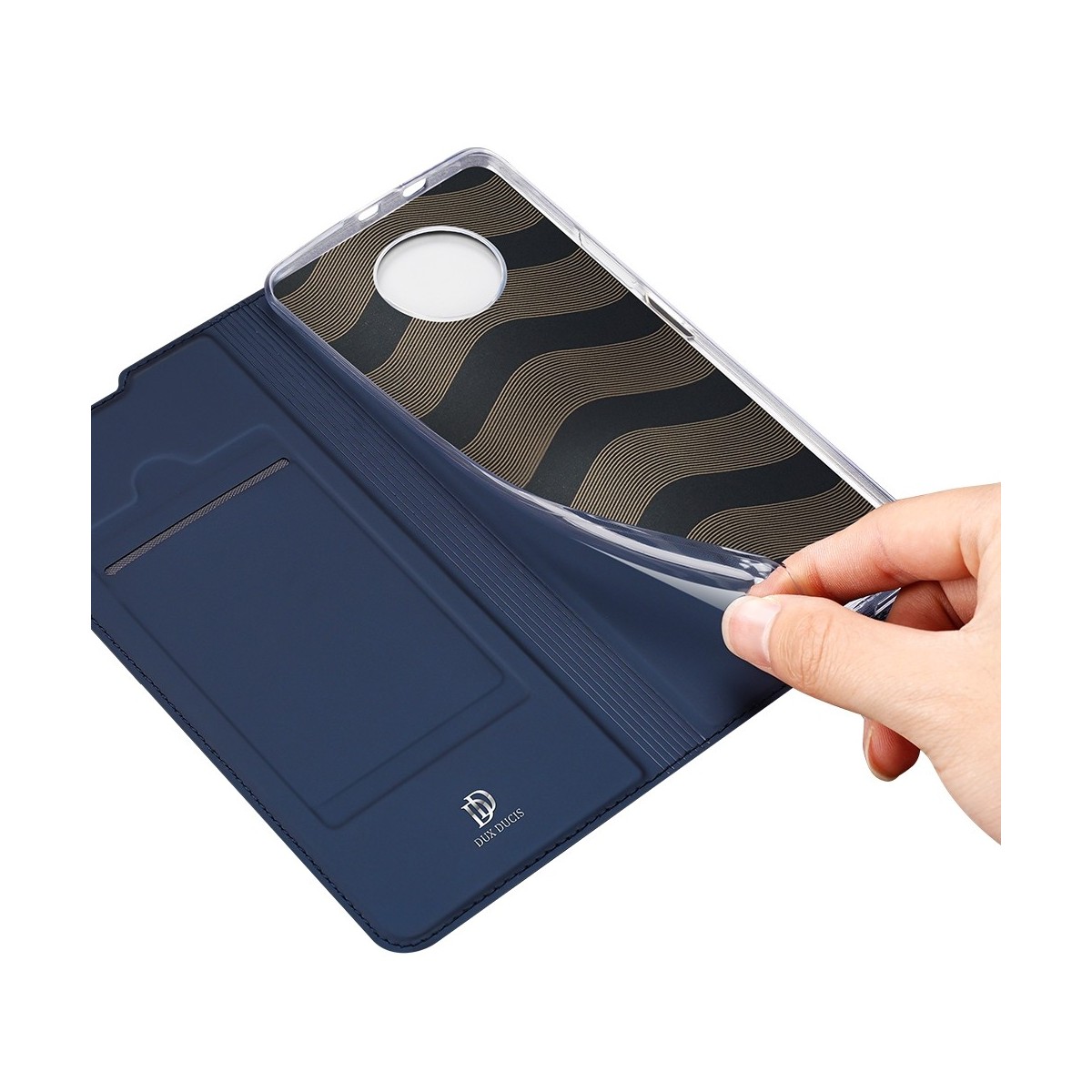 Funda Piel Soporte Magnética Dux Ducis para Xiaomi Redmi Note 9T 5G color Azul