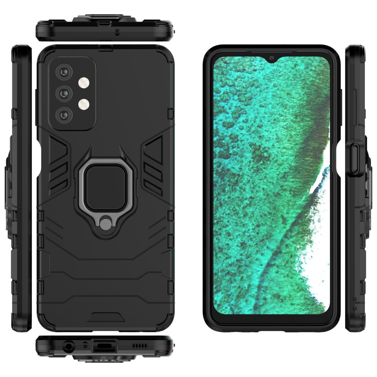 Funda Tough Armor con Anillo Giratorio Negra para Samsung Galaxy A32 5G