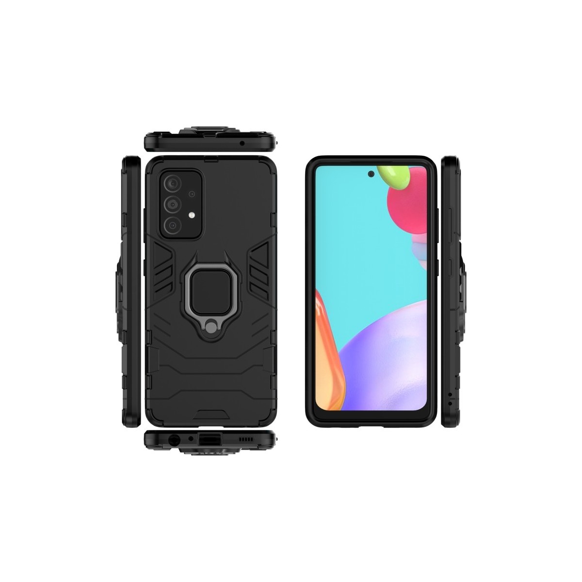 Funda Tough Armor con Anillo Giratorio Negra para Samsung Galaxy A52 / A52 5G / A52s 5G
