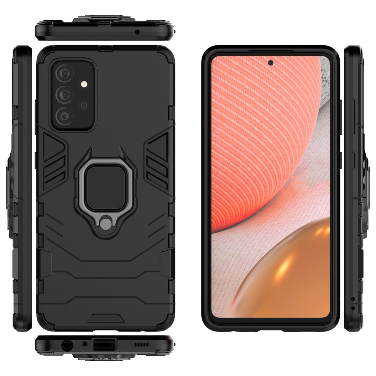 Funda Tough Armor con Anillo Giratorio Negra para Samsung Galaxy A72