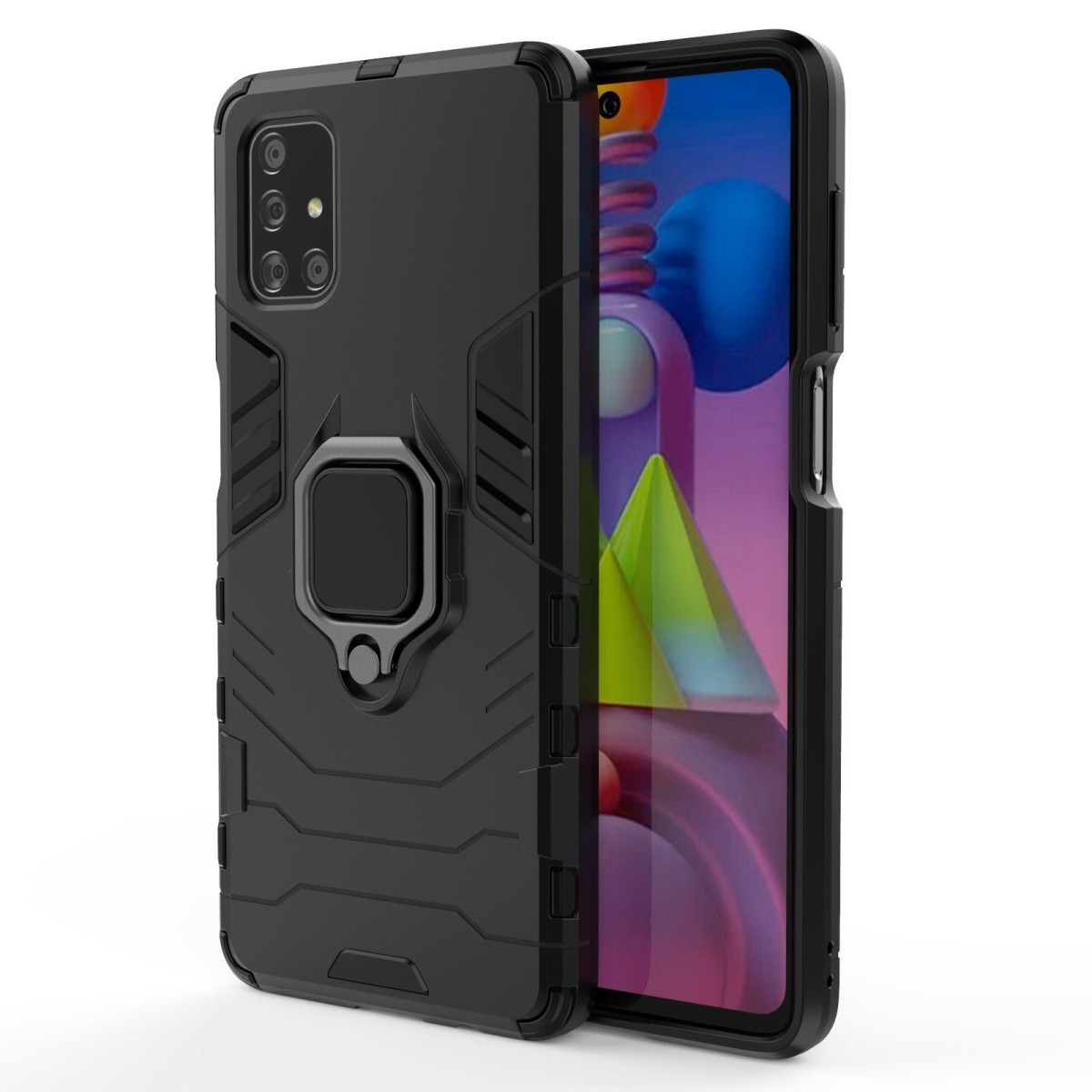 Funda Tough Armor con Anillo Giratorio Negra para Samsung Galaxy M51