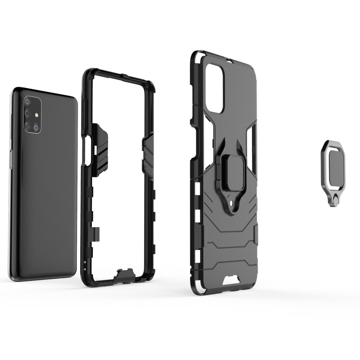 Funda Tough Armor con Anillo Giratorio Negra para Samsung Galaxy M51