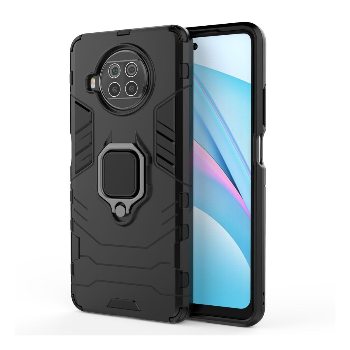Funda Tough Armor con Anillo Giratorio Negra para Xiaomi Mi 10T Lite