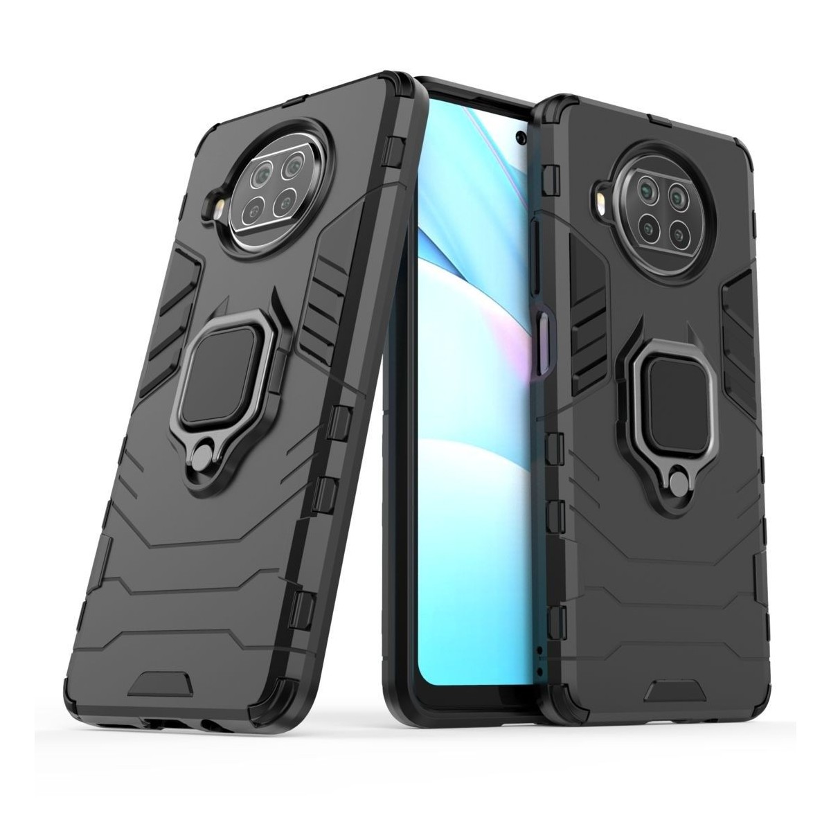 Funda Tough Armor con Anillo Giratorio Negra para Xiaomi Mi 10T Lite