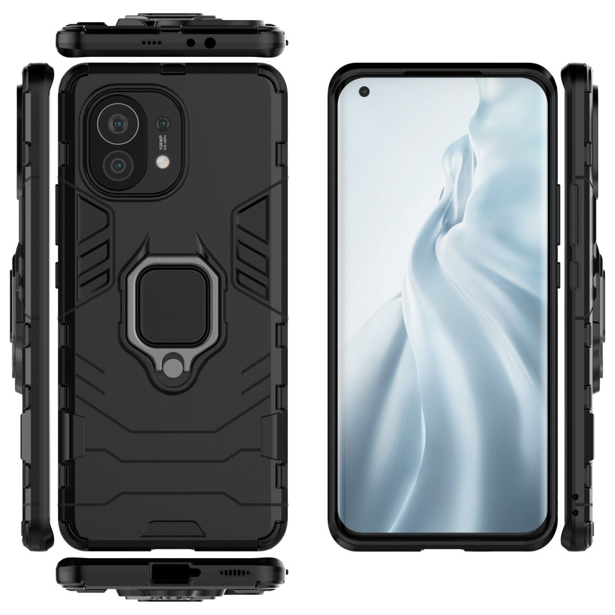 Funda Tough Armor con Anillo Giratorio Negra para Xiaomi Mi 11 5G