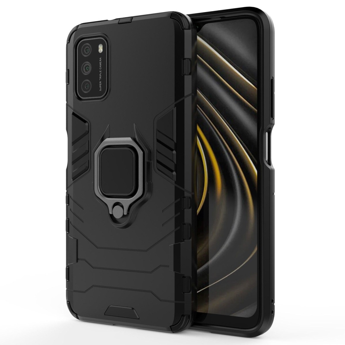 Funda Tough Armor con Anillo Giratorio Negra para Xiaomi POCO M3 / Redmi 9T