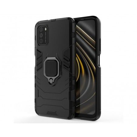 Funda Tough Armor con Anillo Giratorio Negra para Xiaomi POCO M3 / Redmi 9T
