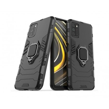 Funda Tough Armor con Anillo Giratorio Negra para Xiaomi POCO M3 / Redmi 9T