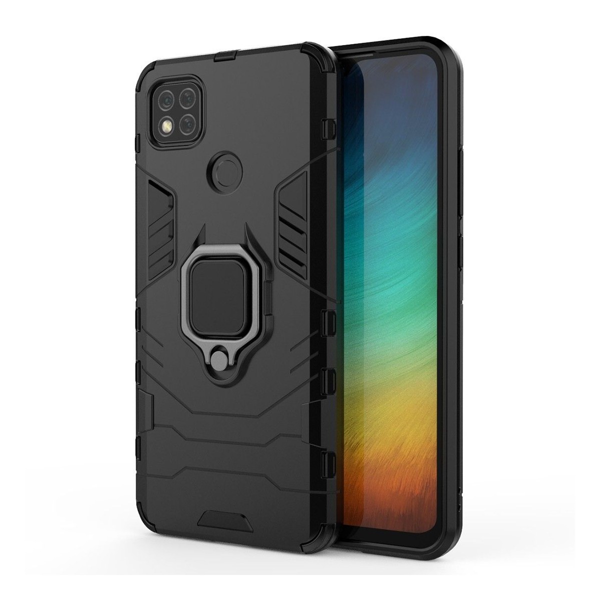 Funda Tough Armor con Anillo Giratorio Negra para Xiaomi Redmi 9C
