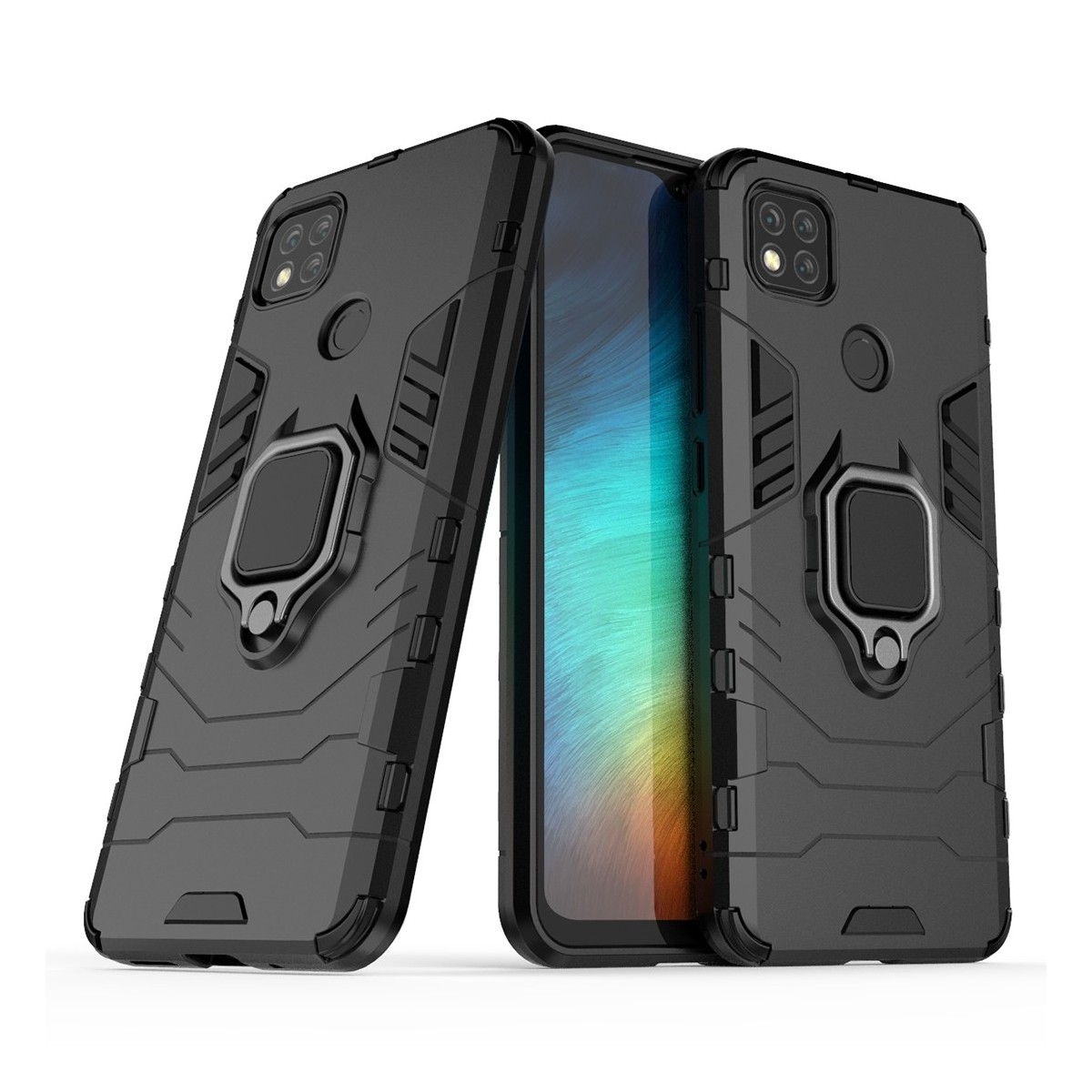 Funda Tough Armor con Anillo Giratorio Negra para Xiaomi Redmi 9C