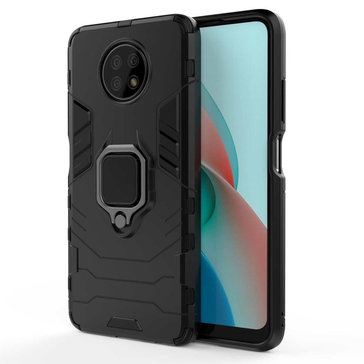 Funda Tough Armor con Anillo Giratorio Negra para Xiaomi Redmi Note 9T 5G