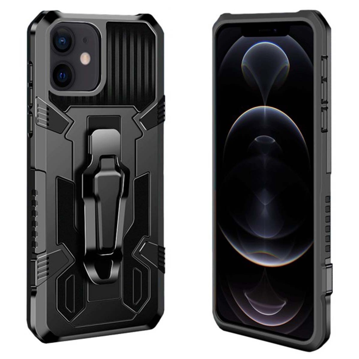 Funda Tough Armor Negra con Clip Magnético para Iphone 12 / 12 Pro (6.1)