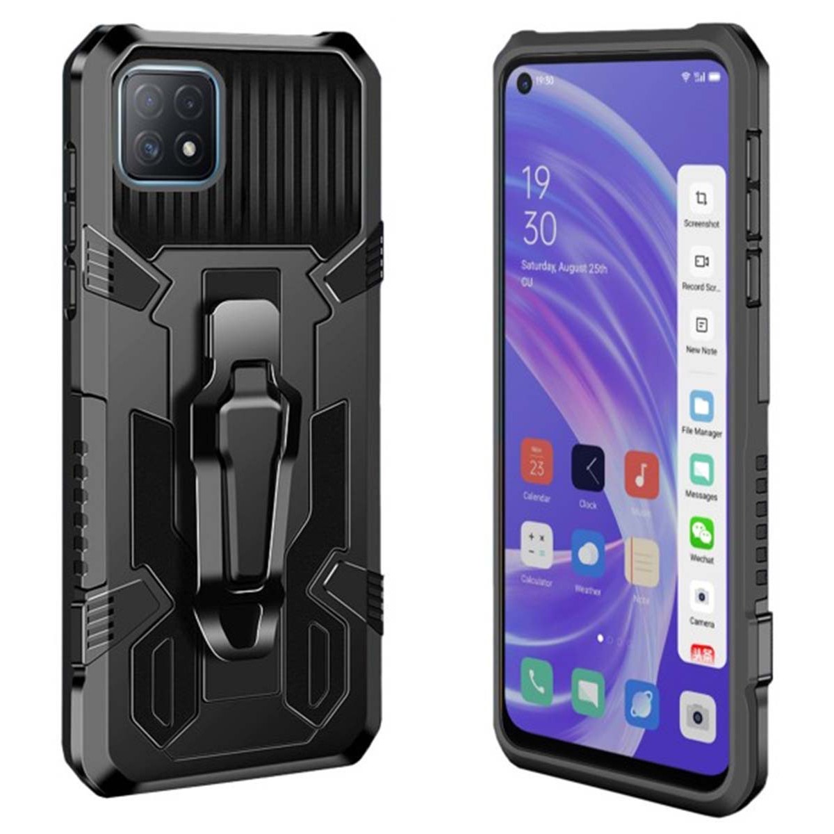 Funda Tough Armor Negra con Clip Magnético para Oppo A15