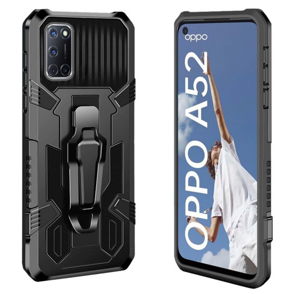 Funda Tough Armor Negra con Clip Magnético para Oppo A52 / A72