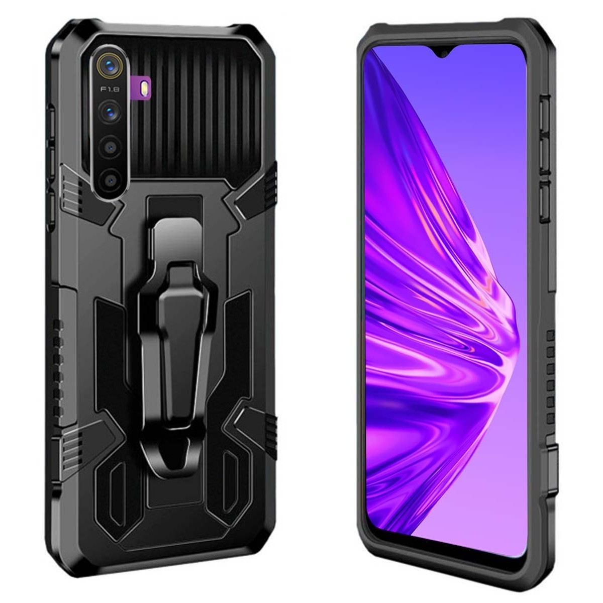 Funda Tough Armor Negra con Clip Magnético para Realme 5 / 5s / 5i / C3