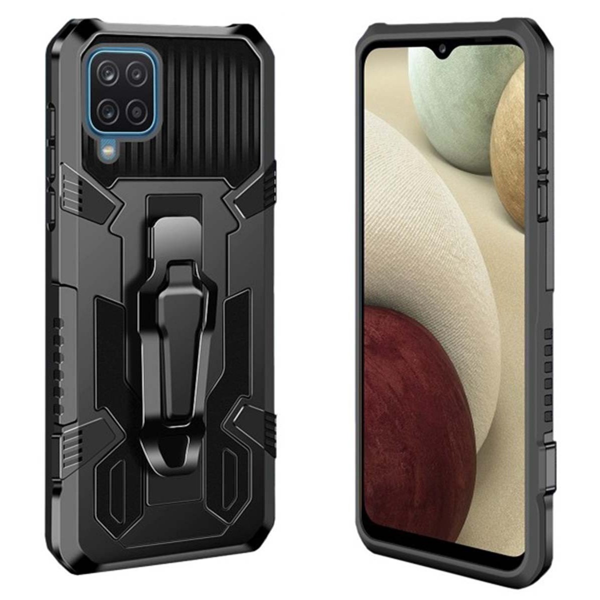 Funda Tough Armor Negra con Clip Magnético para Samsung Galaxy A12 / M12
