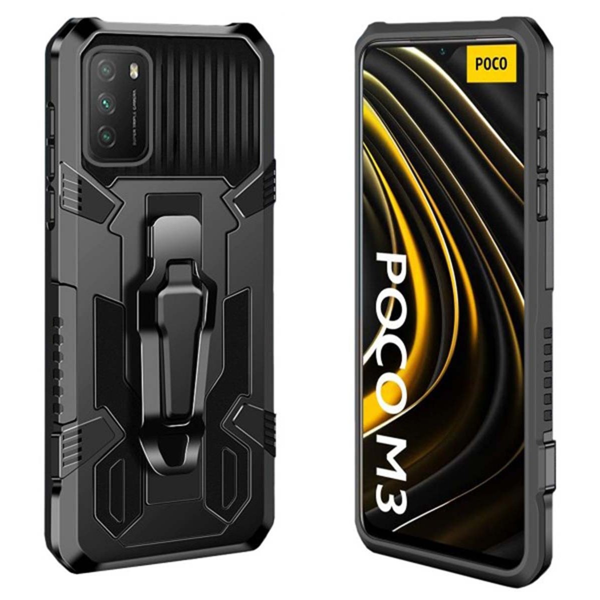 Funda Tough Armor Negra con Clip Magnético para  Xiaomi POCO M3 / Redmi 9T