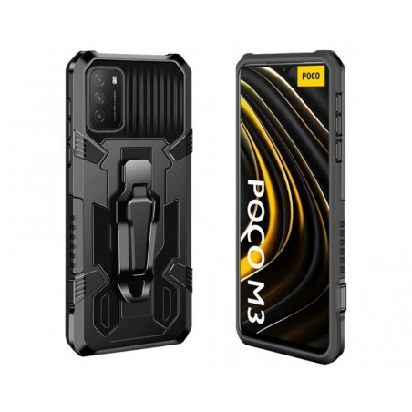 Funda Tough Armor Negra con Clip Magnético para  Xiaomi POCO M3 / Redmi 9T