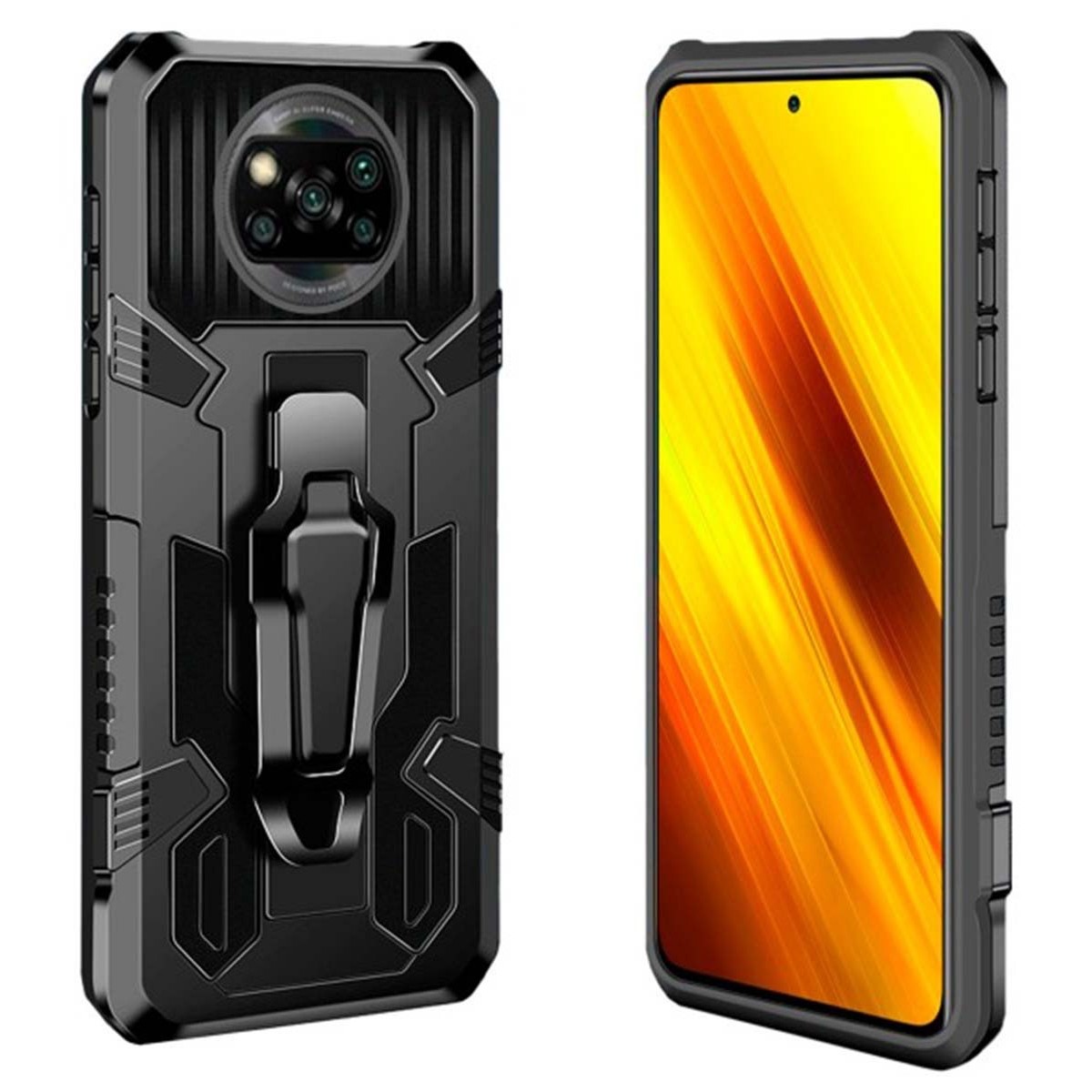Funda Tough Armor Negra con Clip Magnético para Xiaomi POCO X3 NFC / X3 PRO