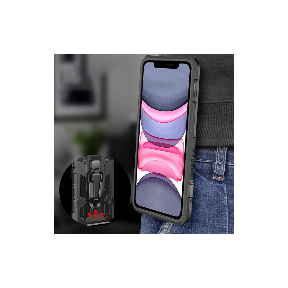 Funda Tough Armor Negra con Clip Magnético para Xiaomi POCO X3 NFC / X3 PRO