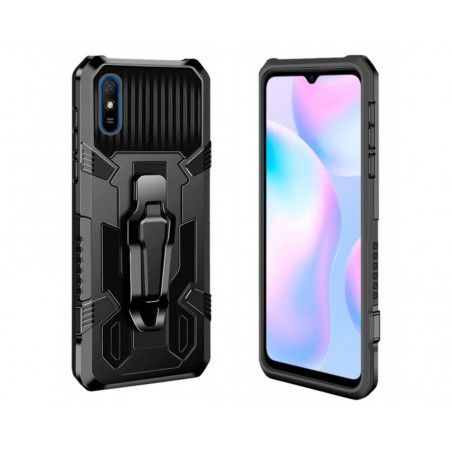 Funda Tough Armor Negra con Clip Magnético para Xiaomi Redmi 9A / 9AT