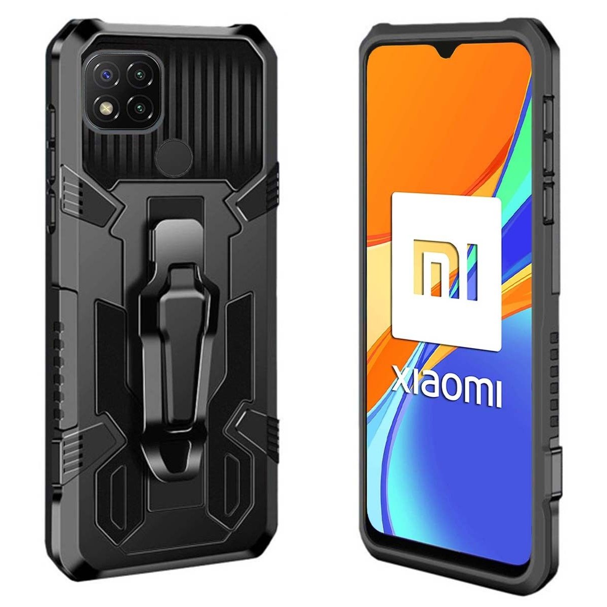 Funda Tough Armor Negra con Clip Magnético para Xiaomi Redmi 9C
