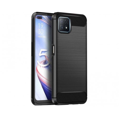 Funda Gel Tpu Tipo Carbon Negra para Oppo A73 5G