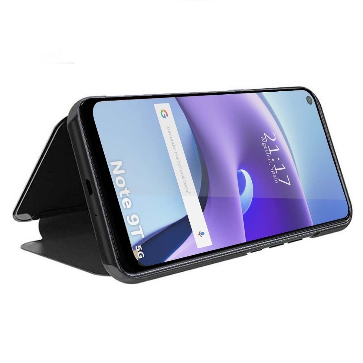 Funda Flip Cover Clear View para Xiaomi Redmi Note 9T 5G color Negra