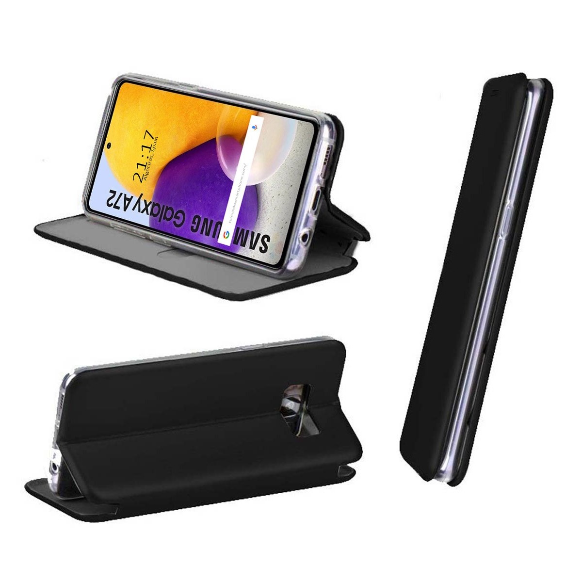 Funda Libro Soporte Magnética Elegance Negra para Samsung Galaxy A72