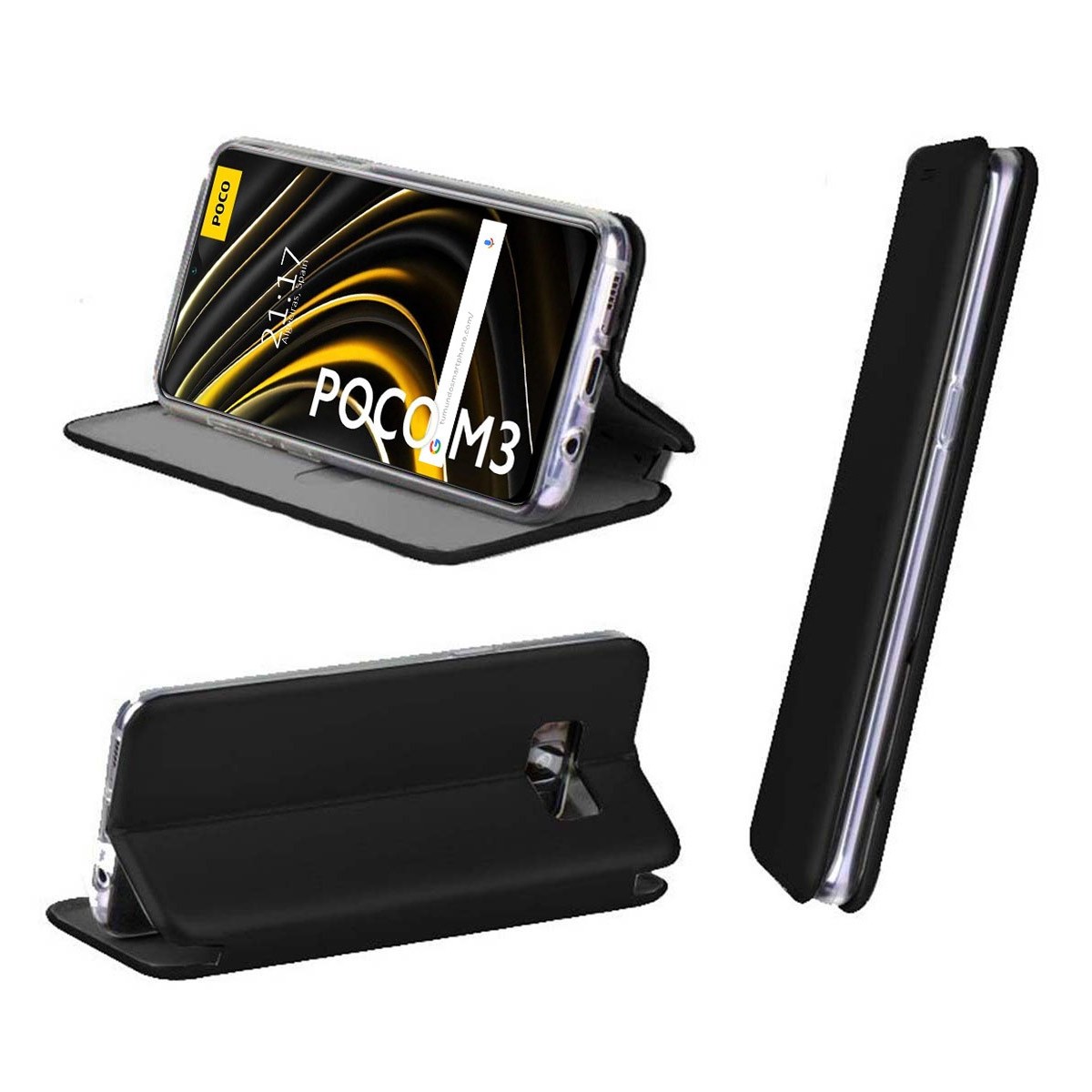 Funda Libro Soporte Magnética Elegance Negra para Xiaomi POCO M3 / Redmi 9T