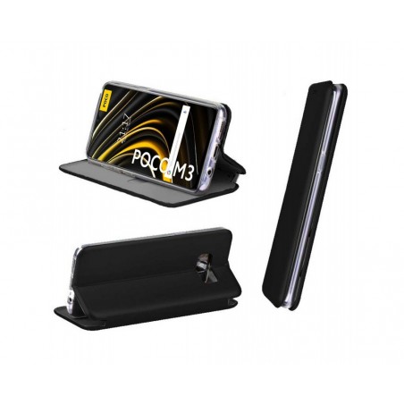 Funda Libro Soporte Magnética Elegance Negra para Xiaomi POCO M3 / Redmi 9T