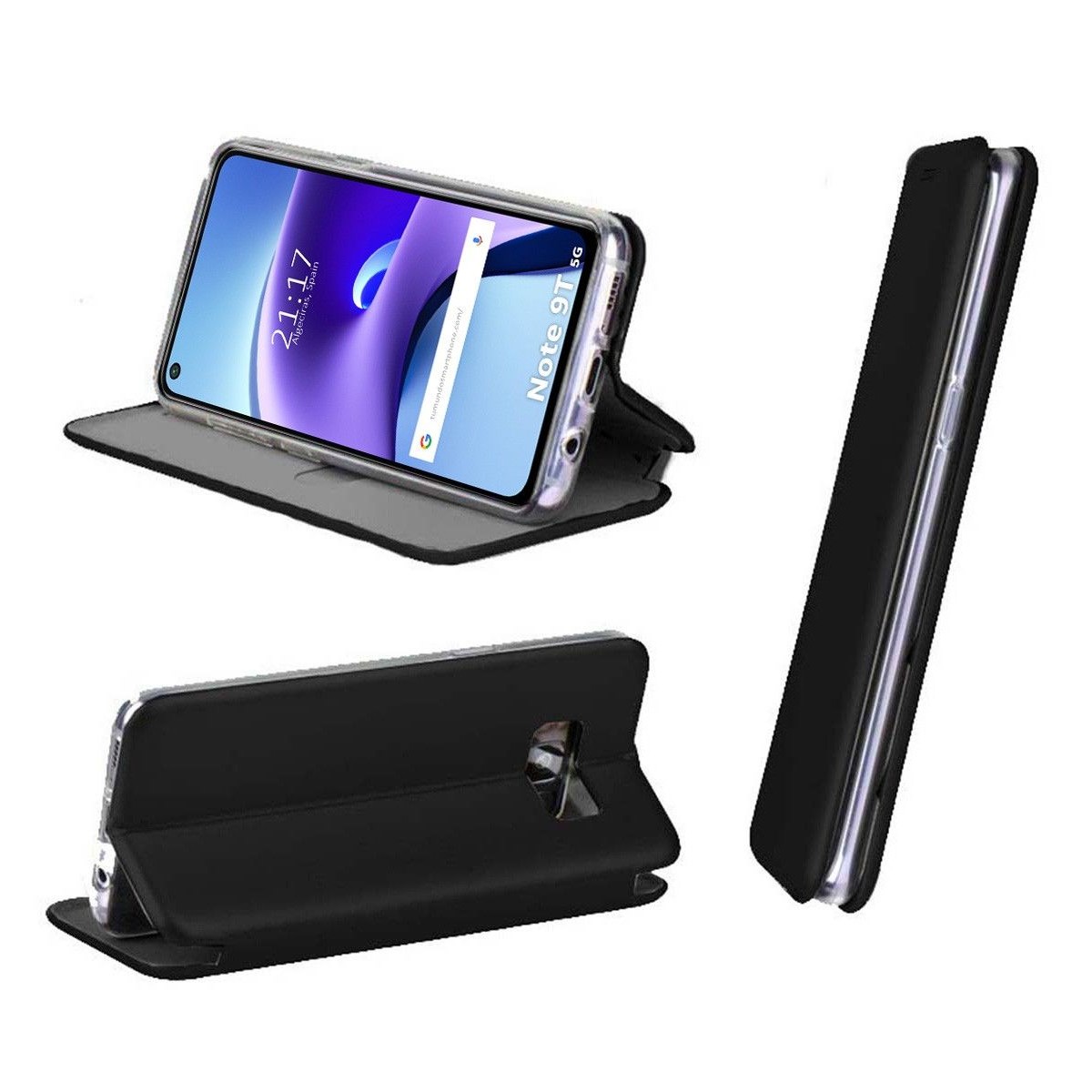 Funda Libro Soporte Magnética Elegance Negra para Xiaomi Redmi Note 9T 5G