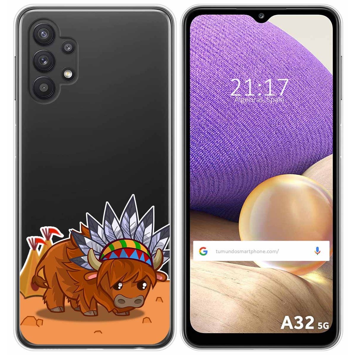 Funda Gel Transparente para Samsung Galaxy A32 5G diseño Bufalo Dibujos