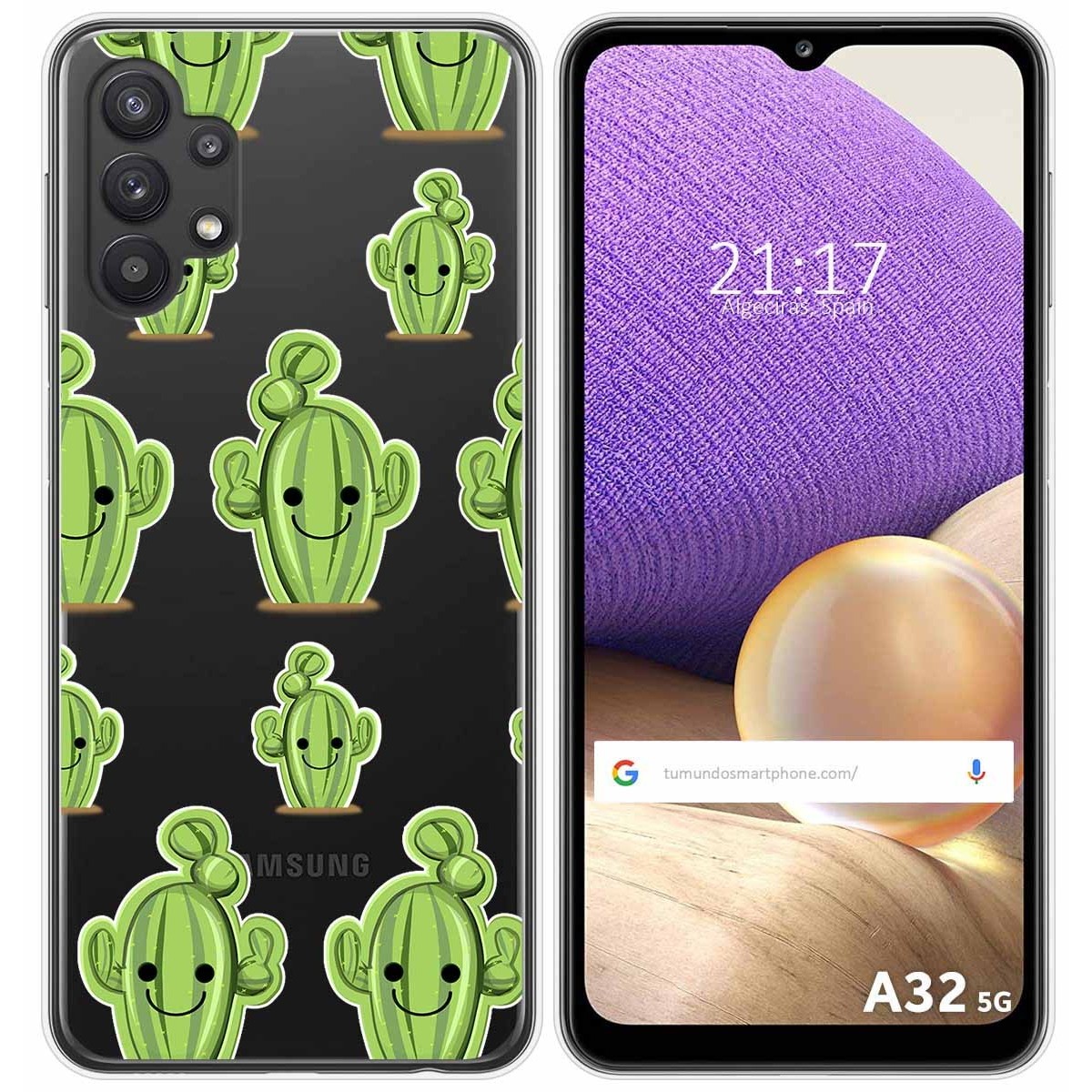 Funda Gel Transparente para Samsung Galaxy A32 5G diseño Cactus Dibujos
