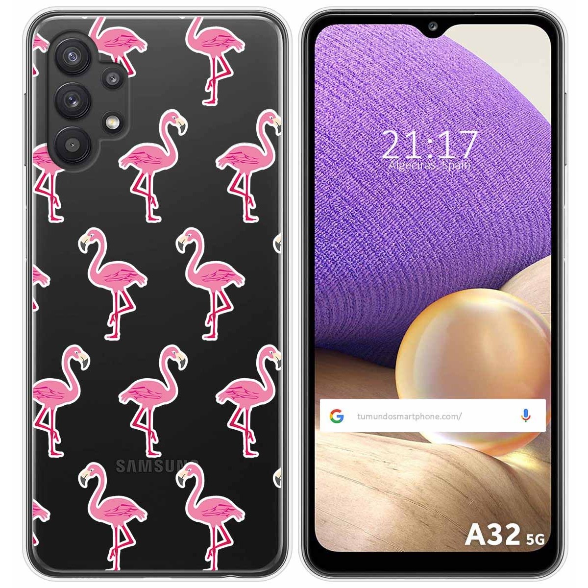 Funda Gel Transparente para Samsung Galaxy A32 5G diseño Flamenco Dibujos